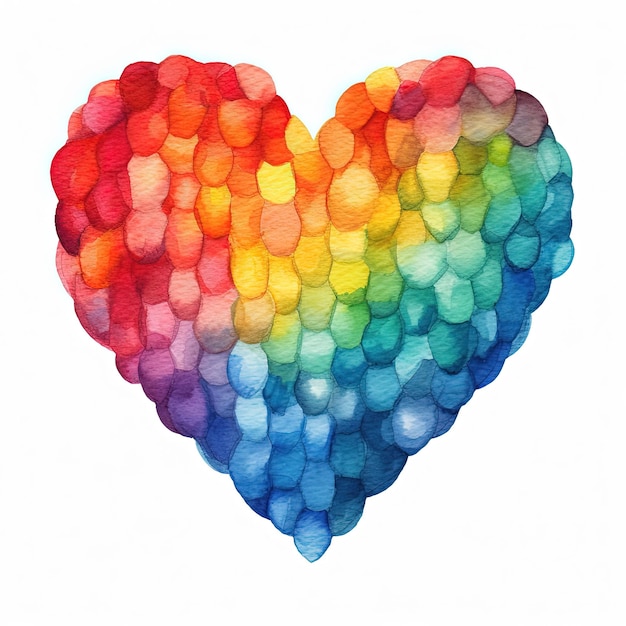 Rainbow watercolor heart isolated Illustration AI GenerativexA