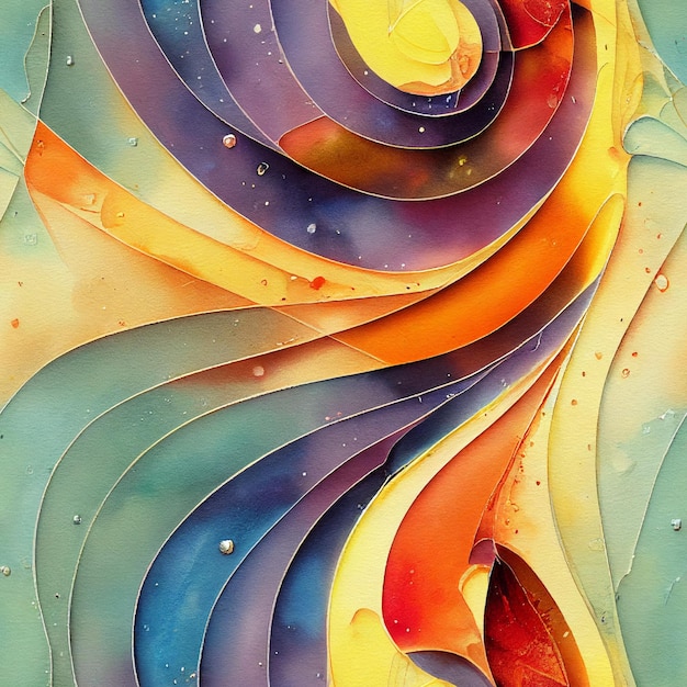 Rainbow watercolor seamless pattern. Splash swirling multicolour repeat pattern