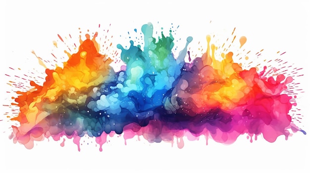 Rainbow watercolor splash illustration AI Generative Generative AI