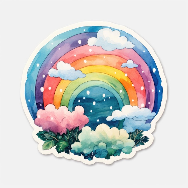 Rainbow watercolor sticker