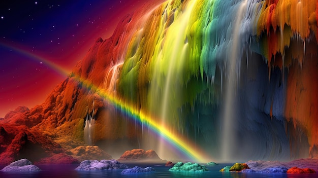 Rainbow over a waterfall wallpapers and images