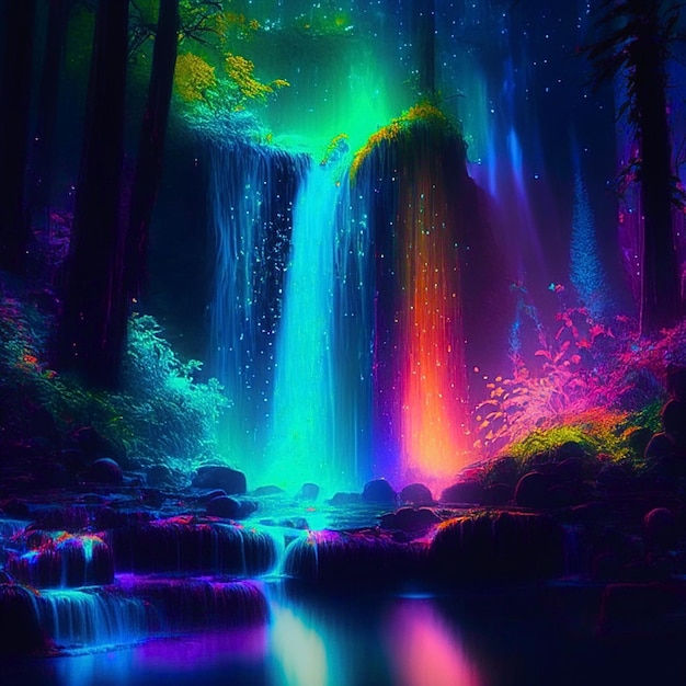 Photo rainbow waterfall