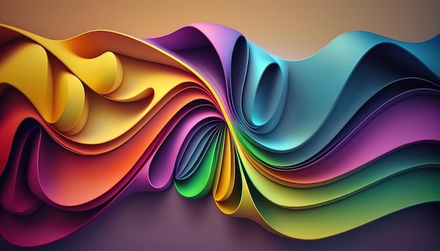 Rainbow wavy satin background ai illustrazione generativa