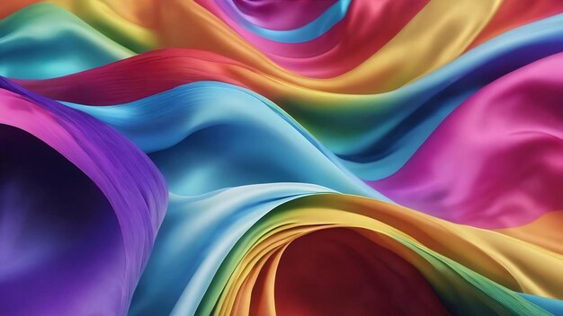 Rainbow wavy satin background ai generative illustration