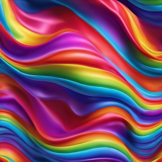 Rainbow wavy satin background
