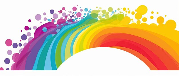 rainbow on a white background in the style of flat perspective