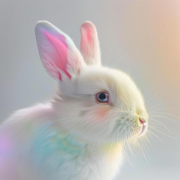 Rainbow White Rabbit Leuk Easter Bunny Portret