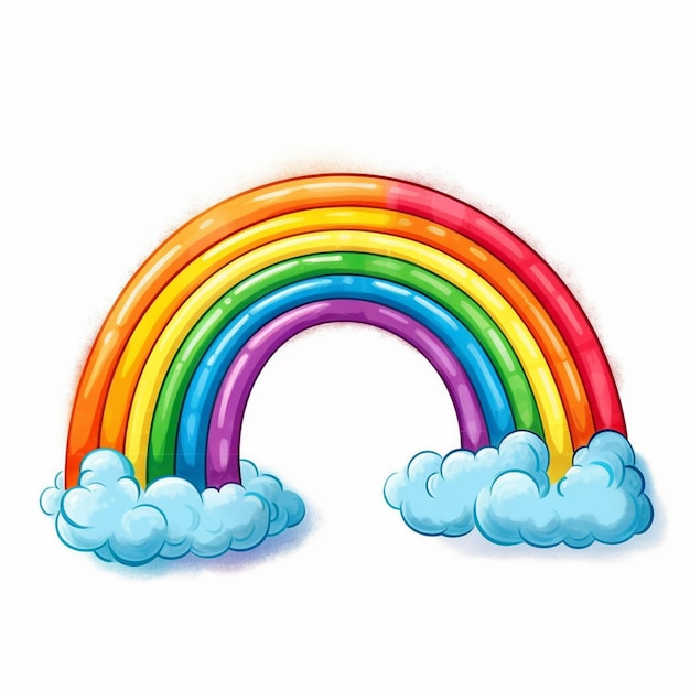 a rainbow with clouds and a rainbow in the sky generative ai