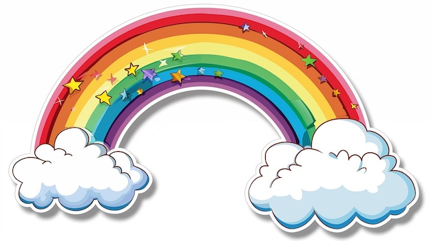 Photo rainbow with clouds and stars illustration