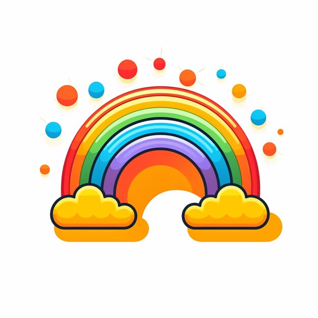 Photo a rainbow with clouds and sun in the background generative ai