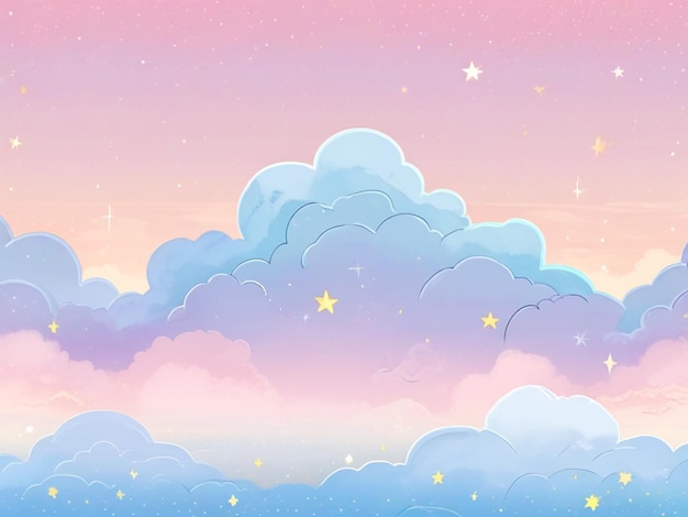 Photo a rainbow with stars and clouds in the sky
