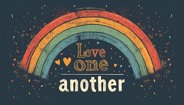 Rainbow with the text Love one another Relationshipsloveromance LGBTQ emotions background Copy space