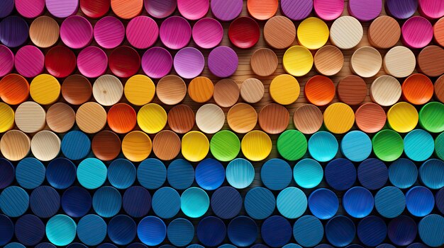 Photo rainbow wooden circles background