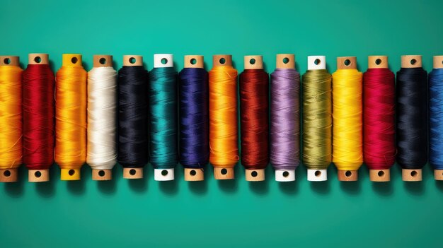 Photo rainbowcolored embroidery floss arranged on a background perfect for promoting artistic handwork and creative needlecraft