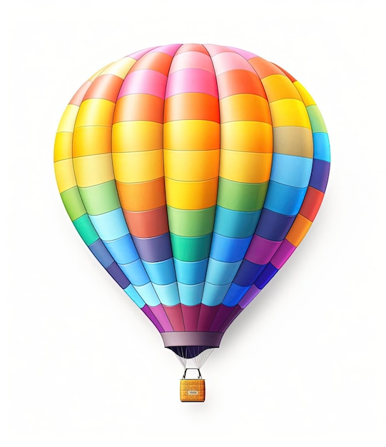 rainbowcolored hot air balloon isolated on white background