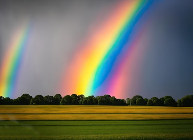 a rainbowed in sky landscape