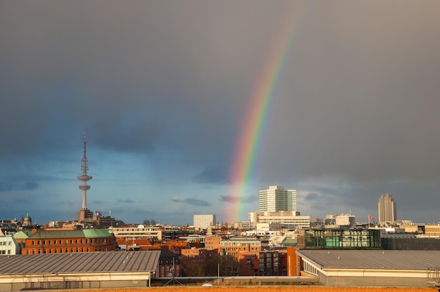 Rainbows above City of Hamburg