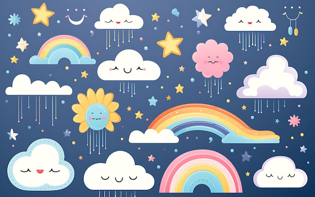 rainbows clouds and stars collection