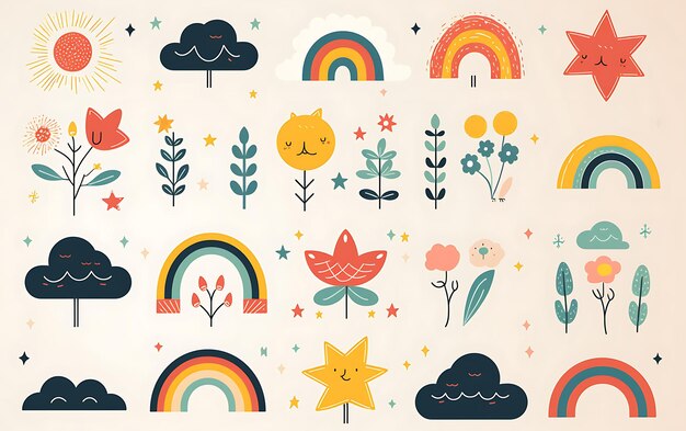 rainbows clouds and stars collection