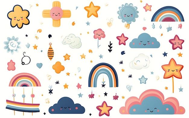 rainbows clouds and stars collection