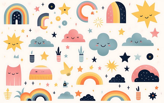 rainbows clouds and stars collection