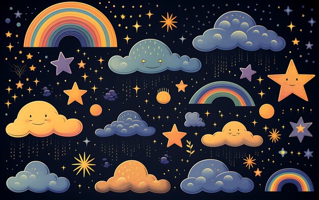 rainbows clouds and stars collection