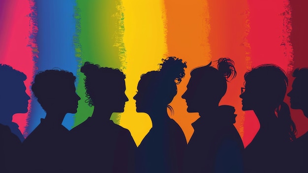 Foto rainbowthemed diverse group illustration ia generativa