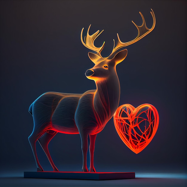 Raindeer animal with red heart