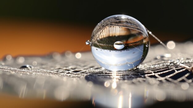 Raindrop clinging to a twig hyperzoom view