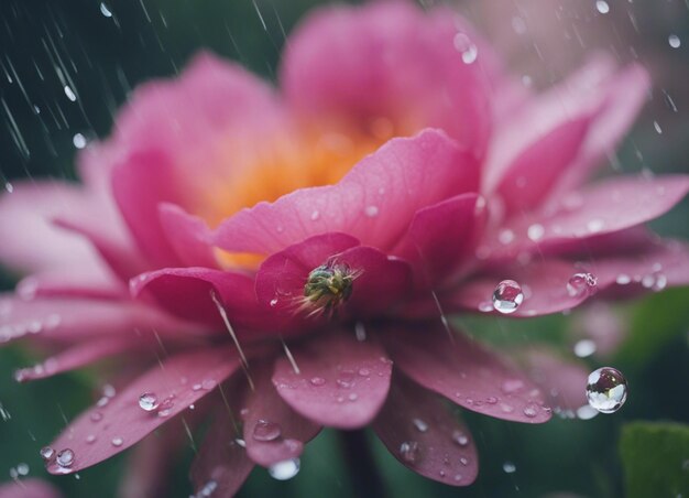 A raindrop nourishing the flower Beautiful flowers with water drops