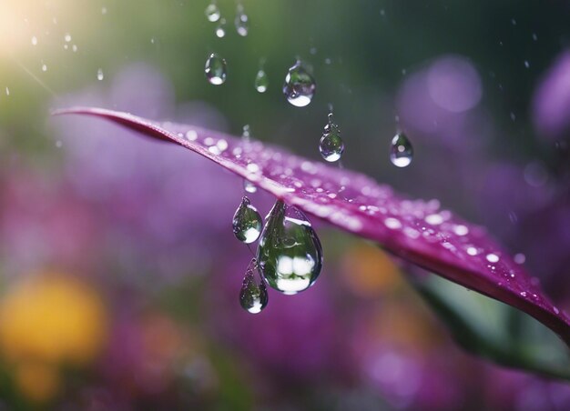 Photo a raindrop nourishing the flower beautiful flowers with water drops