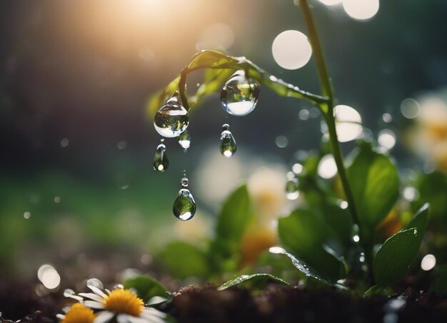 A raindrop nourishing the flower Beautiful flowers with water drops