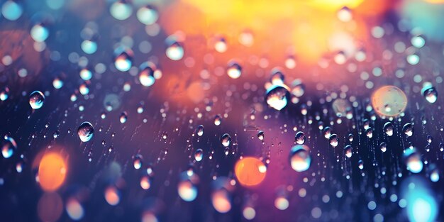 Photo raindrops on a blue bokeh background