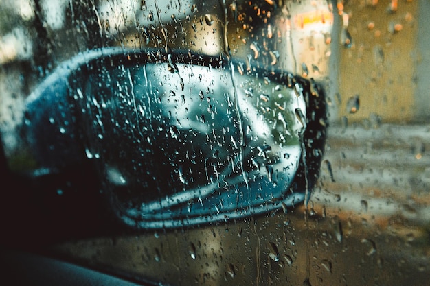 Photo raindrops on car window