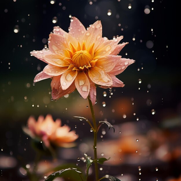 Raindrops on a dahlia