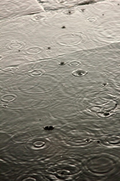 Photo raindrops falling on the pavement