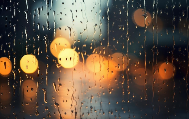 Капли дождя на стеклянном фоне размыты
