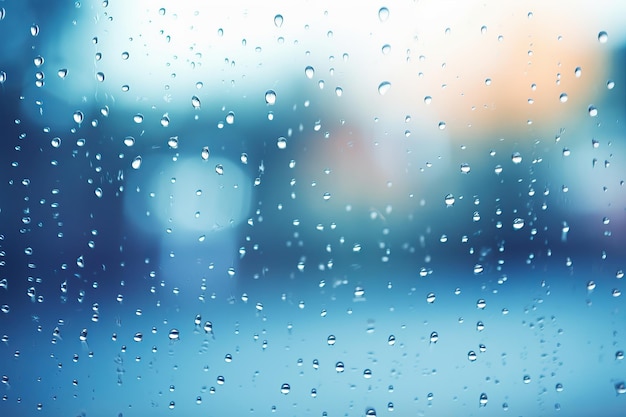 Raindrops on Glass on a Blurred Background