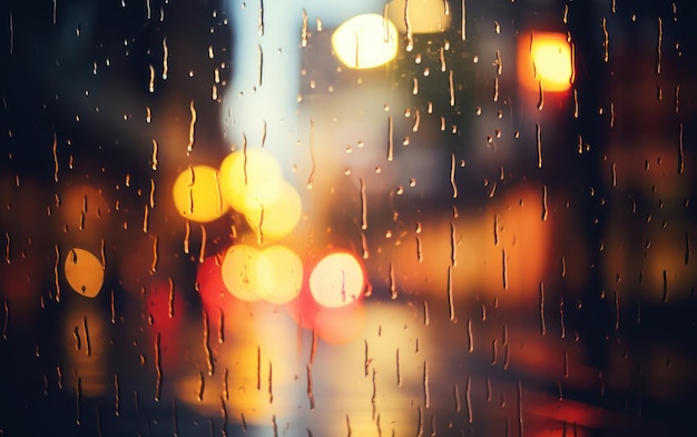 Raindrops on Glass on a Blurred Background