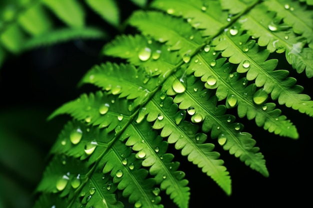 raindrops on a leaf with green leaves in the style of unreal engine 5 enigmatic tropics