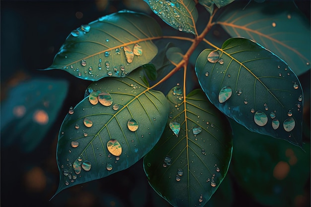 Raindrops on leaves