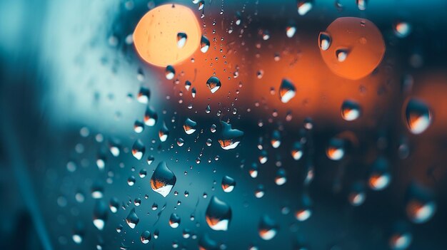 写真 窓ガラスの上の雨滴