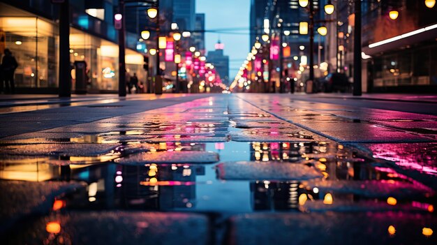 Raindrops on the pavement at night