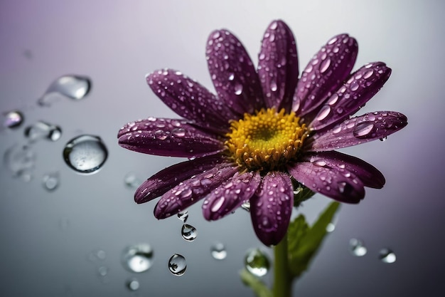 Photo raindrops on purple daisy