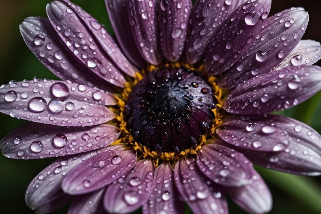 Photo raindrops on purple daisy