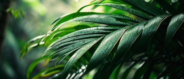 Photo raindrops on tropical leaf