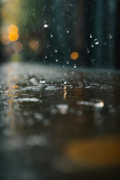 Photo raindrops on wet asphalt