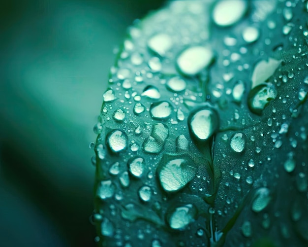 Raindrops wet leaf with copy space