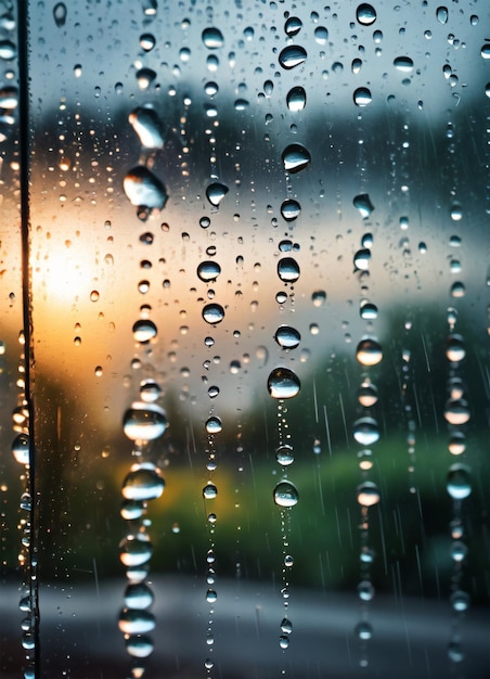 窓ガラスの雨滴のマクロ写真の壁紙