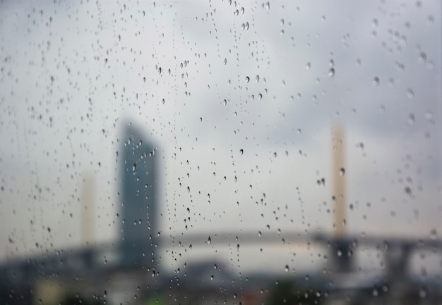 Raindrops on the window.